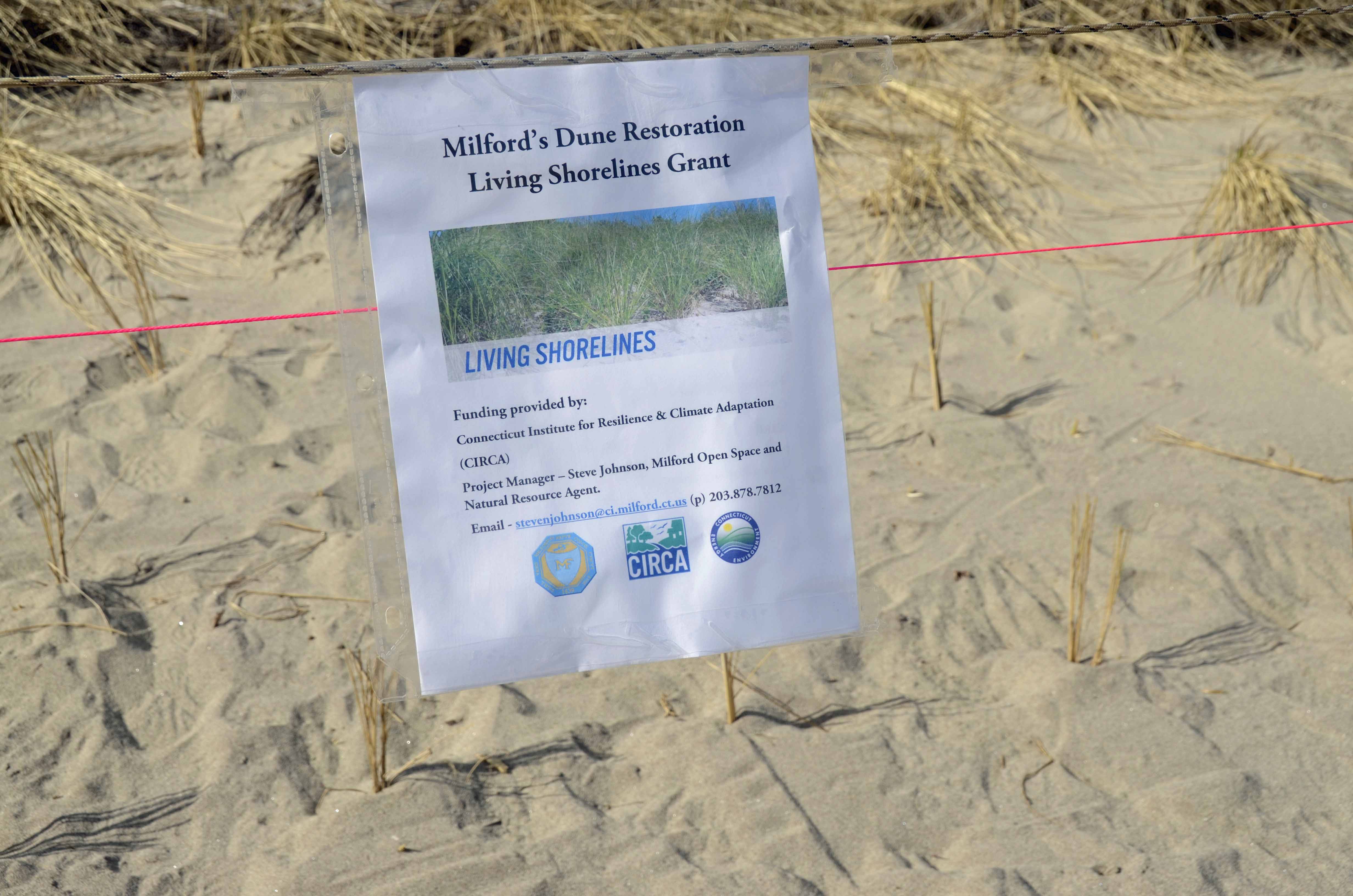 Milford's Dune Restoration Beach Sign