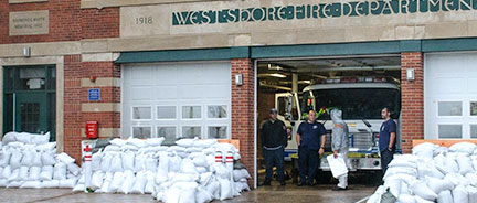 fire department with sandbags